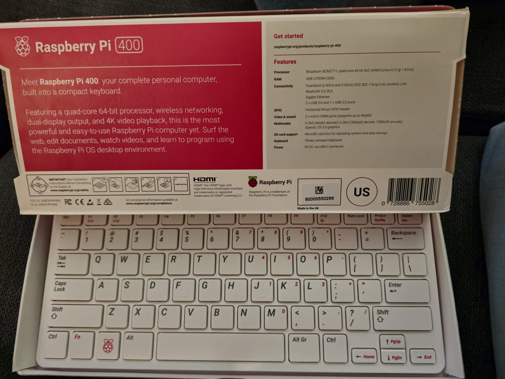 Pallet of 175 official Raspberry Pi USB keyboards in US layout, factory surplus
