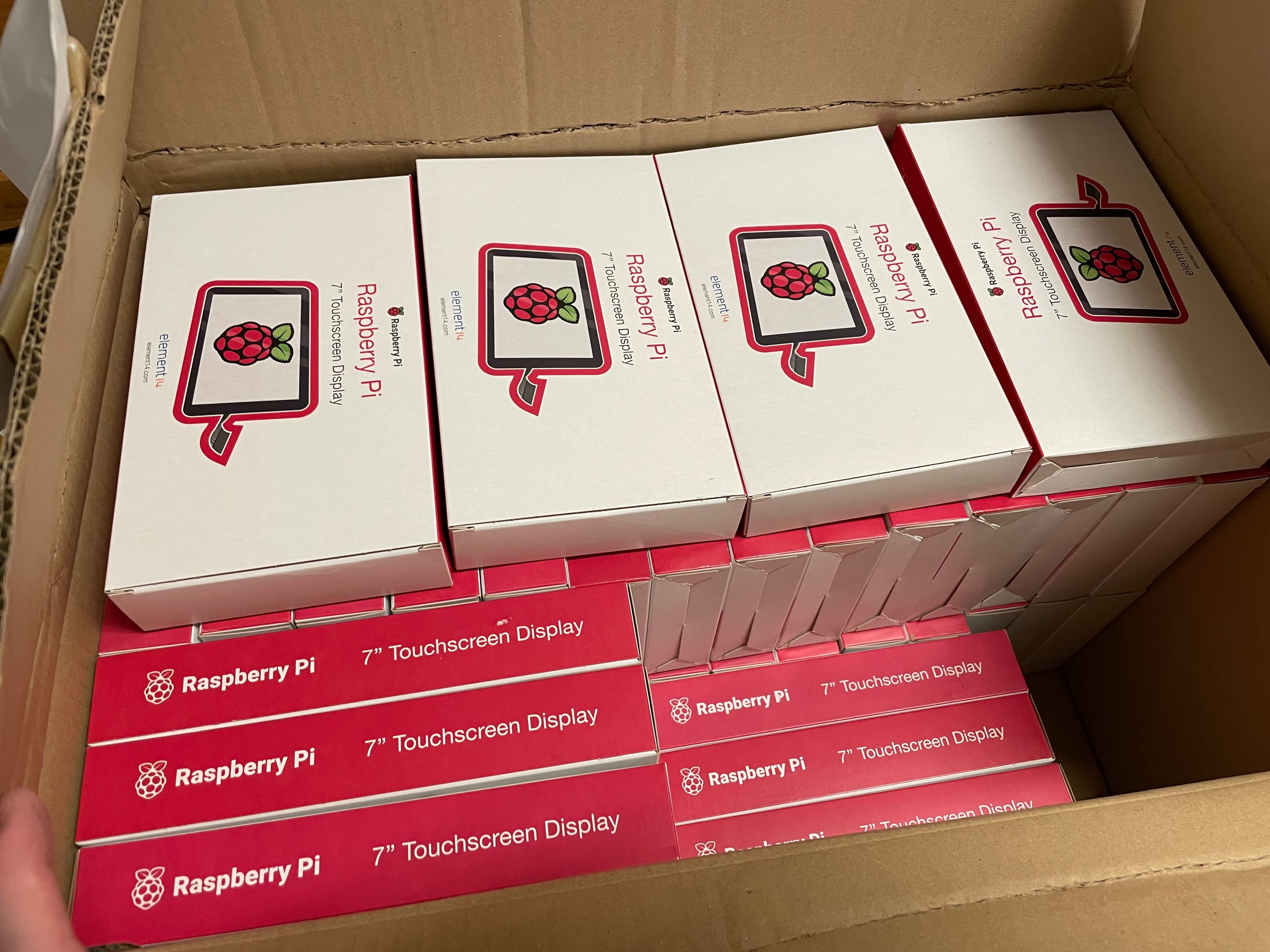Lot of 100 Raspberry Pi 7-inch touchscreen displays (2019 revision), end-of-line clearance