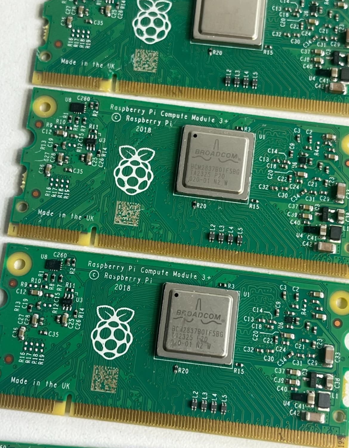 Reverse-logistics lot of Raspberry Pi Compute Module 3+ modules in anti-static bags