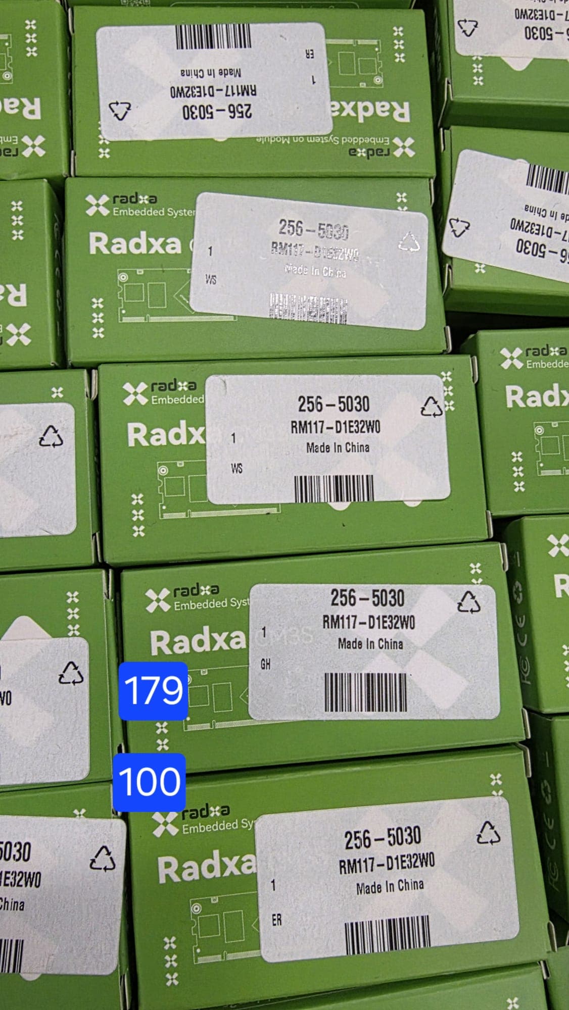 Lot of 145 sealed Radxa CM3I industrial-grade Rockchip modules, RS Components surplus